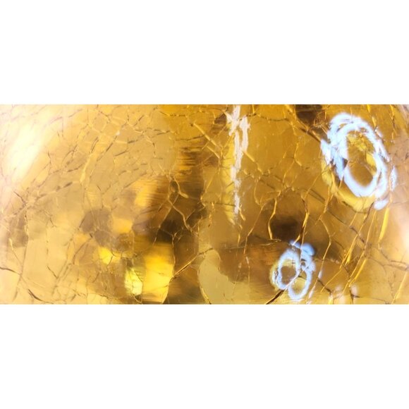 Brass & Amber Crackle Glass Vintage Wall Sconce Lighting Pair With Ornate Detail - Picture 13 of 16